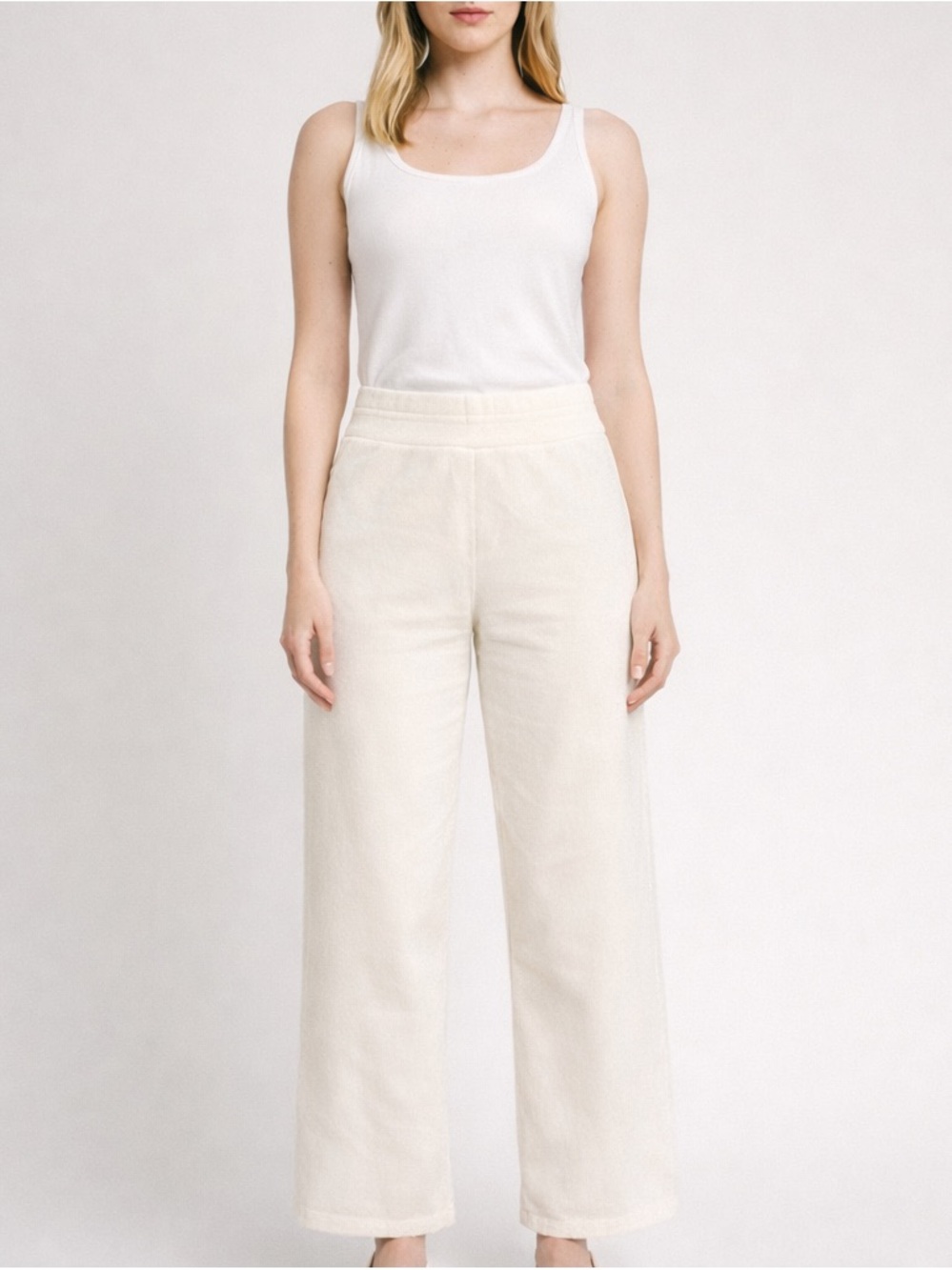 Marine Layer Allison Velour Corduroy Wide leg Pants Size XS Cream NWT Read